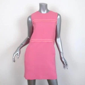 Victoria Victoria Beckham Mini Dress Pink Satin-Trimmed Wool Crepe Size US 0 - Picture 1 of 8