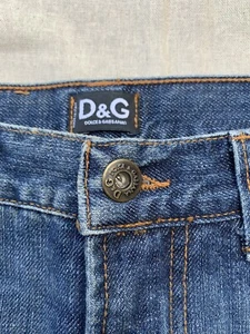 Dolce & Gabbana Sz 27 Vintage Authentic Denim Leather Detail Flare Jeans - Picture 1 of 14