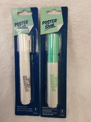 Carteles Tienda American Crafts 2 Marcadores Negritos Blanco y Espuma de Mar 8MM Punta Cuadrada Nuevo en Paquete Foto 1 de 4