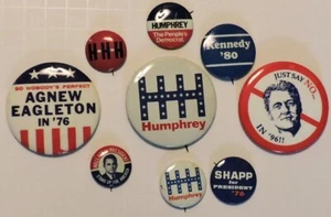 Presidential Campaign Pin Lot Wallace, Humphrey, Kennedy, Shapp, Clinton, Agnew - Picture 1 of 2