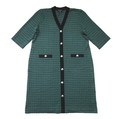 Nuevo con etiquetas Vestido Ming Wang Tejido Cuello en V Funda en Bosque Veridian Negro Tejido XL Foto 1 de 4