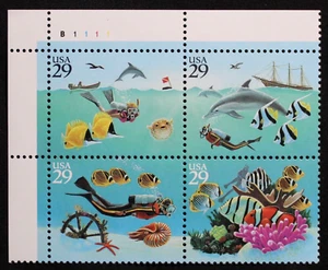 US Stamps Plate Blocks #2863-66 ~ 1994 29c Wonders of the Sea MNH RL46 - Picture 1 of 1