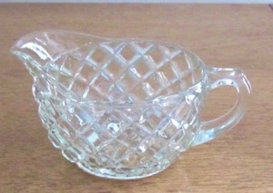 Vintage Depression Glass Clear Cube Cream Pitcher - Picture 1 of 2