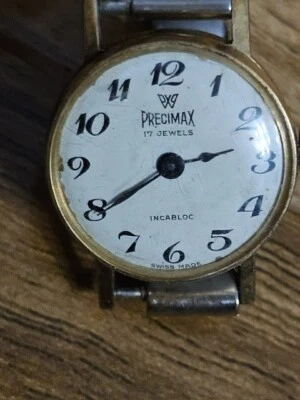 Reloj pulsera mecánico vintage hecho en Suiza Precimax 17 joyas para dama - 20 mm Foto 1 de 4