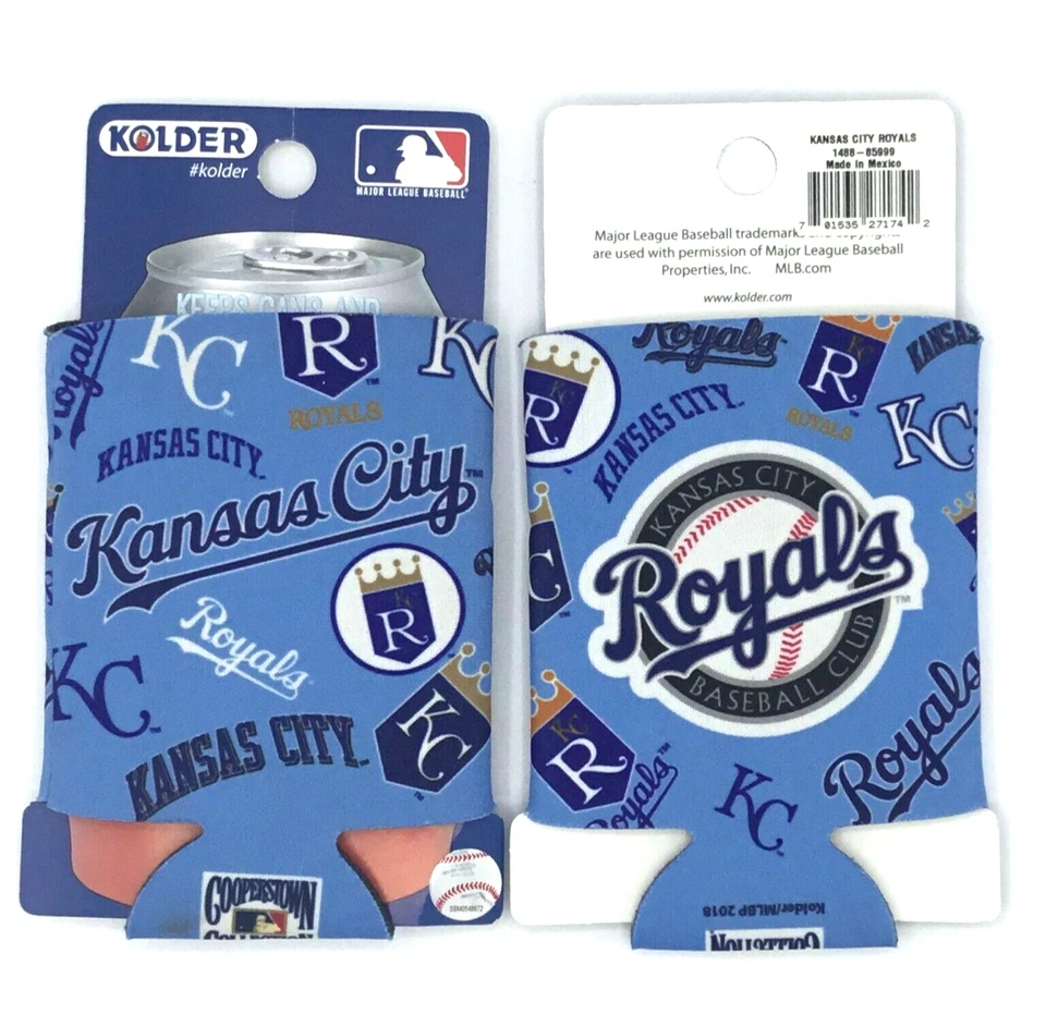 KANSAS CITY ROYALS MLB IMPRESIÓN TOTAL ENFRIADORES DE LATAS DE DOBLE CARA COOZIES ENVÍO GRATUITO Foto 1 de 1