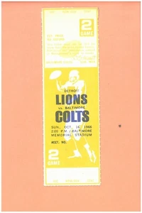 1 of 13 NFL 99 yard touchdown passes 1966 ticket Detroit Lions @ Baltimore Colts - Picture 1 of 2