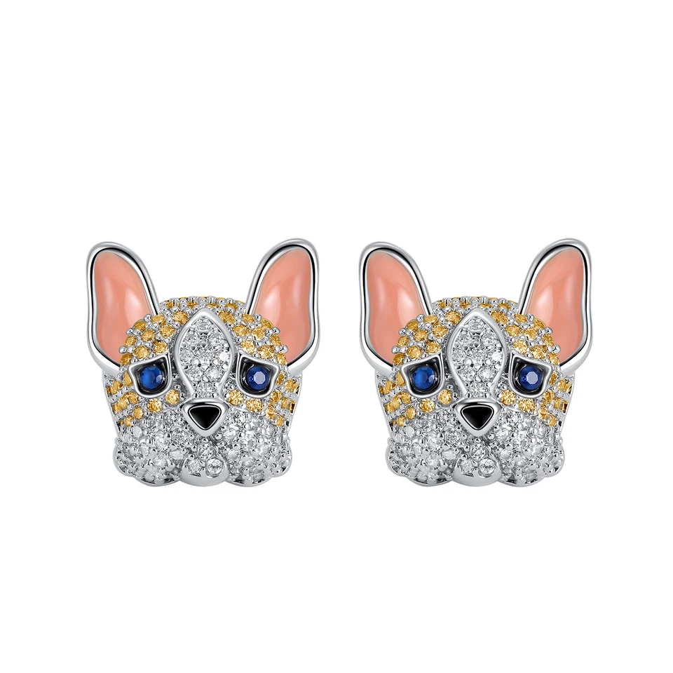 Aretes Frenchie para perro para mujer Bulldog francés circonita cúbica colección Ginger Lyne Foto 1 de 4