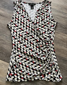 White House Black Market ärmellos Damen S Stretch Faux Wickeloptik geometrisches Muster - Bild 1 von 12