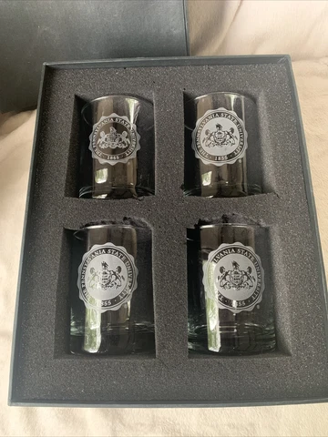 Set of 4 Penn State Nittany Lions Campus Crystal Drinking Glasses Cover