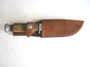 1940-65 CASE Fixed Blade Hunting Knife w/ Sheath, Stag Handle - Picture 1 of 14