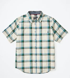 NWT Marmot Meeker Plaid Short-Sleeve Recycled Materials Woven Shirt - Moonbeam - Picture 1 of 6