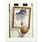 William Nelson Still Life on Barn Door Lithograph Ice skates Hand Signed