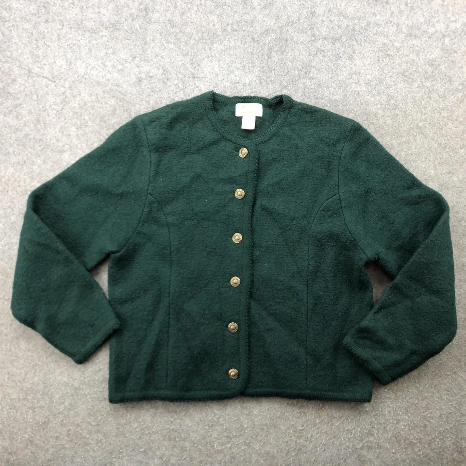 Suéter Vintage Tally Ho Mujer Pequeño Medio Verde 100% Lana Botón Frontal Foto 1 de 4