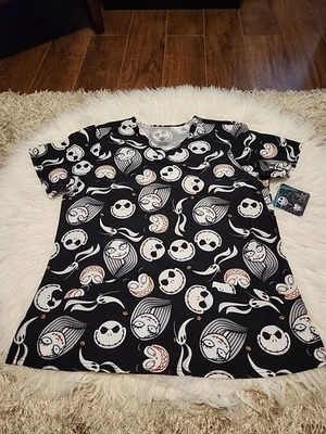 Disney Nightmare Before Christmas Women's Scrub Top Size Large New - Image 1 of 4