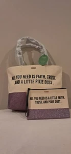 ********* Kate Spade Disney Peter Pan Tinkerbell zippered Tote and wristlet BNWT - Picture 1 of 3
