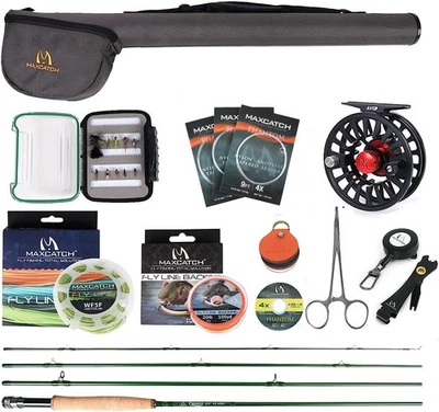 Maxcatch Premier Fly Fishing Rod Reel Combo Complete 9' Fishing Outfit Kits - Image 1 of 4