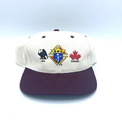 Knights of Columbus K of C Hat Cap Beige Maroon Canada USA - Image 1 of 4