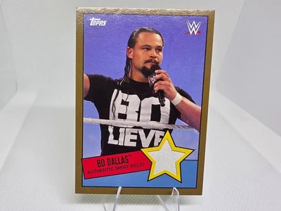 2015 Topps Heritage WWE Gold Event Worn Shirt Relic Bo Dallas 2/10 Uncle Howdy - Image 1 of 2