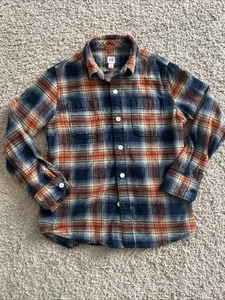 Gap Kids Flannel shirt size M (8) Navy/Orange Multicolor Long Sleeve - Picture 1 of 5