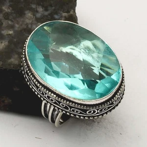 Blue Topaz Gemstone Ethnic Antique Design Ring Jewelry US Size-9.5 AR 62015 - Bild 1 von 1