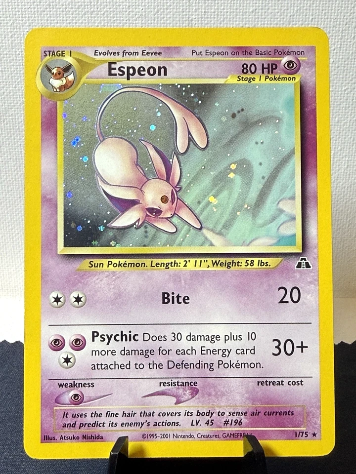 Pokemon TCG: 2001 Neo Discovery Unlimited Espeon 1/75 Holo Rare LP+ - Image 1 of 4