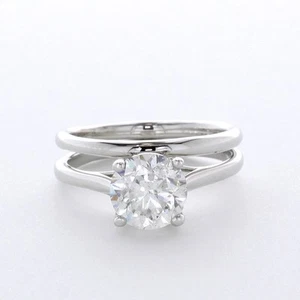 3.0CT LAB-CREATED DIAMOND D/VVS2 ROUND CUT 14K GOLD CLASSIC SOLITAIRE BRIDAL SET - Picture 1 of 5