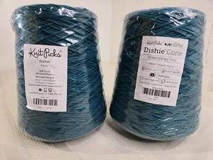 Selecciones de punto Dishie Worsted peso 100 % algodón (2) cono verde keane - 400 g 750y - Imagen 1 de 8