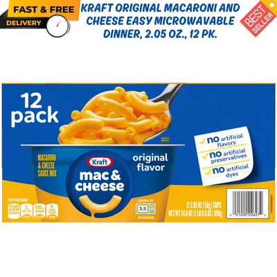 Cena fácil para microondas Kraft Original de macarrones y queso, 2,05 oz., paquete de 12 Foto 1 de 4