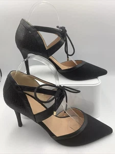 Next Black Strappy Stiletto Heels. Pointed Toe. Tie Detail. Exc Cond. Size 6 - Picture 1 of 16