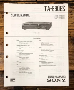Sony TA-E90ES Preamp / Preamplifier Service Manual *Original* - Picture 1 of 1