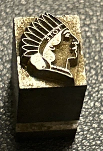 Kopfschmuck mit Wort BEUTELTASCHE drauf | Vintage Buchdruck Druckblock - Bild 1 von 3