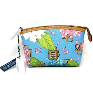 Dooney & Bourke Hydrangea Monogram Cosmetic Makeup Case Pouch Bag Clutch Blue DB - Picture 1 of 21