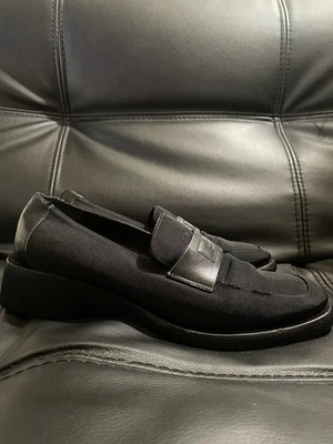 GUCCI 乐福鞋复古 36 黑色皮革和帆布/尼龙男女通用 — 第 1/4 张图片