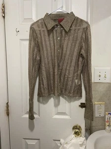 JS Collections Gold Mesh Shirt Sz: M - Picture 1 of 13