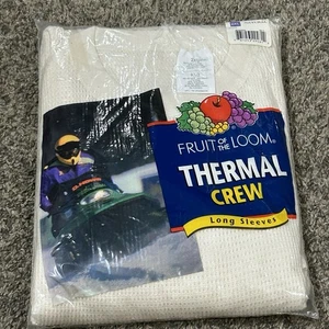 NOS Fruit Of The Loom Grey Thermal Henley Long Sleeve Shirt Size 2XL VTG 2001 - Picture 1 of 4