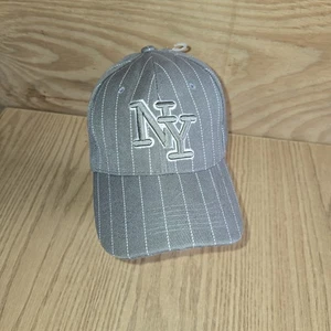 Cappello New York Yankees grigio gessato NY regolabile strapback nuovo senza etichette - Foto 1 di 6