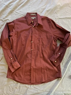 Camisa de vestir Croft & Barrow para hombre granate manga larga M, 15 1/2 - 16, 34/35 Foto 1 de 3