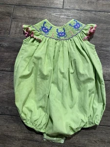 Castle & Crown Smocked Baby Girl Bubble Romper 18-24 Months Crab Embroidery - Picture 1 of 8