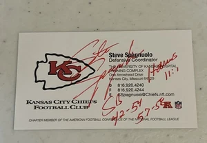 Steve Spagnuolo Autograph Signed Business Card Kansas City Chiefs Superbowl - Picture 1 of 2