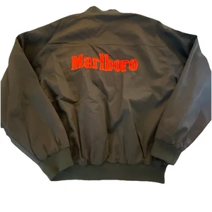 VTG 90’s Marlboro Reversible Bomber Jacket Large Black Red Embroidery Retro 80’s - Picture 1 of 13