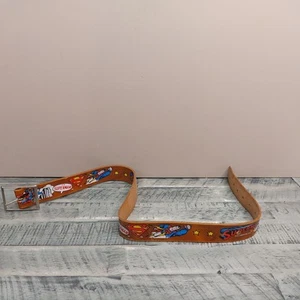 Vintage BATMAN & SUPERMAN Leather Belt D.C. Comics Super Hero Collectible Child - Picture 1 of 7
