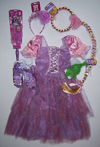 NWT Disney Store Tangled Rapunzel Costume L 9-10 Braid Tiara Wand & Shoes 2/3