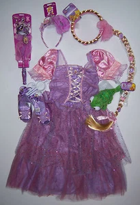 Nuevo con etiquetas Tienda Disney Disfraz Rapunzel Enredado L 9-10 Trenza Tiara Varita y Zapatos 2/3 - Imagen 1 de 2