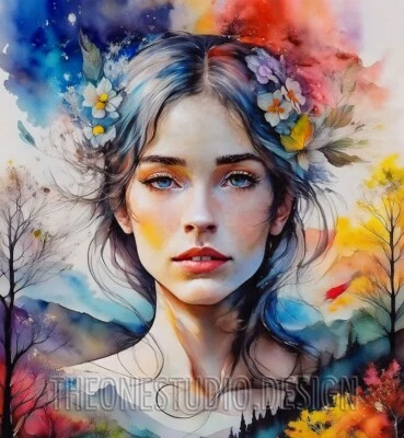 Foto Digital Papel Pintado Imagen Imprimible Acuarela Arte Abrazo de la Naturaleza Foto 1 de 4