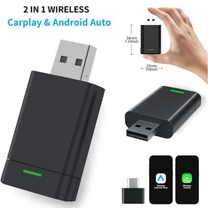 2 in 1 Mini Wireless CarPlay & Android Auto Adapter, USB Powered, Plug and Play - Picture 1 of 8