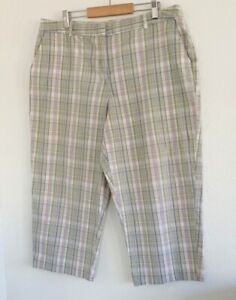 JM Collection Women's Multicolor Plaid Cotton Stretch Capri Pants  Size 16