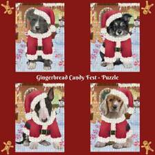Christmas Gingerbread Candyfest Dog Cat Pet Photo Jigsaw Puzzle with Photo Tin