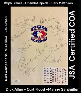 9 X BASEBALL GREATS AUTOGRAPHED SIGNED UPPER DECK HEROES JSA CERT CURT FLOOD - Picture 1 of 5