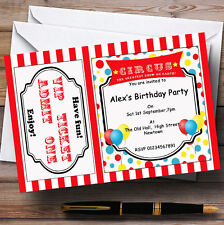 Th19 Circus Clown And Tent Theme Personalised Birthday Party Invitations