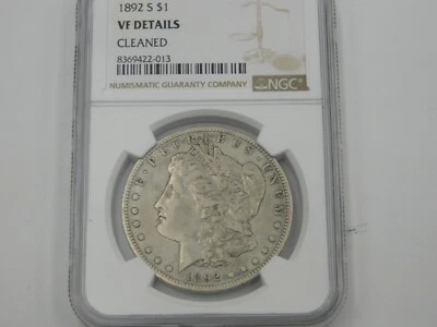1892 S Morgan Silver Dollar $1 NGC VF Details  (44) - Image 1 of 4